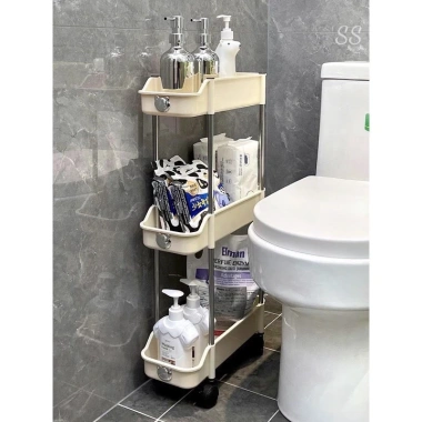 Kệ Nhựa 3 Tầng Góc Hẹp Logo Gấu, Bánh Xe Siêu Tiện Lợi Đựng Chai Lọ Kitchen Nhựa A 2