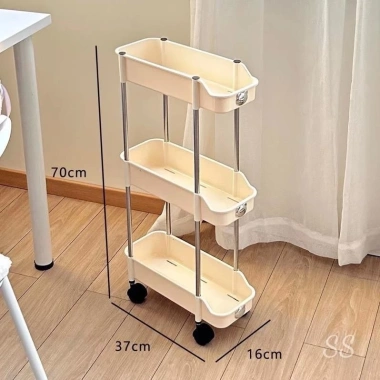 Kệ Nhựa 3 Tầng Góc Hẹp Logo Gấu, Bánh Xe Siêu Tiện Lợi Đựng Chai Lọ Kitchen Nhựa A 3