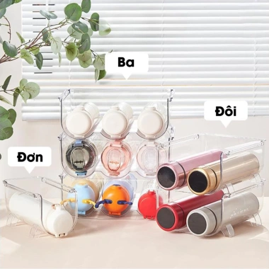 Kệ Nhựa Trong Suốt Đựng Bình Nước - Xếp Tầng Tiện Lợi, Gọn Gàng cho Tủ Lạnh, 53.000 VND 3