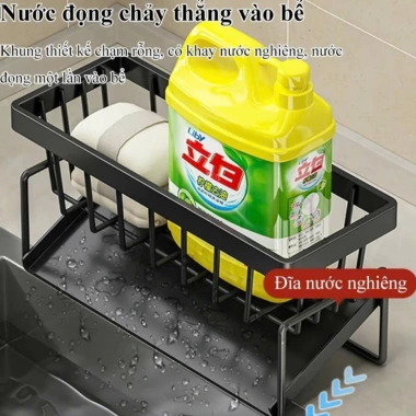 Kệ rửa chén bát sơn tĩnh điện, kèm khay hứng nước + tặng khăn lau, FREE SHIP, 18.000₫ 4