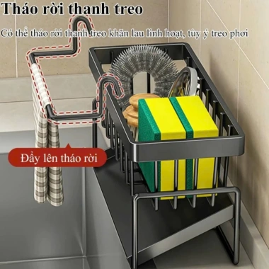 Kệ rửa chén bát sơn tĩnh điện, kèm khay hứng nước + tặng khăn lau, FREE SHIP, 18.000₫ 5