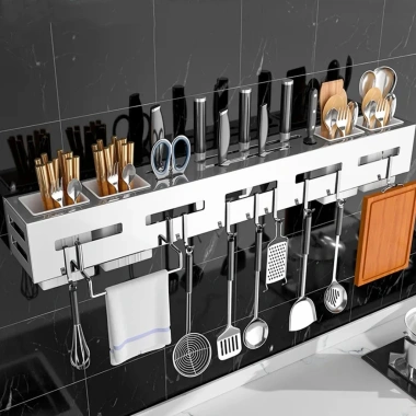 Kệ treo đồ nhà bếp dán tường inox không gỉ MKS021 giá cài dao, kéo đồ dùng đa năng, giảm tới 20% 2