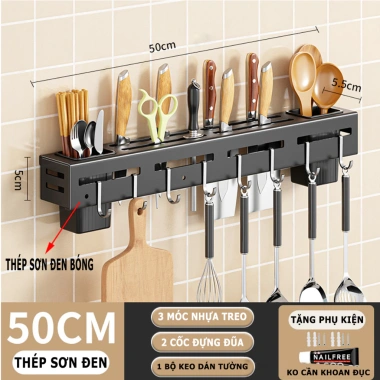 Kệ treo đồ nhà bếp dán tường inox không gỉ MKS021 giá cài dao, kéo đồ dùng đa năng, giảm tới 20% 10