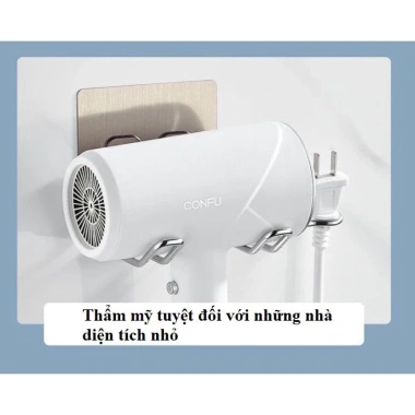 Kệ treo máy sấy tóc Inox 304 – Móc phích cắm, dán tường tiện lợi, chỉ 35.000₫