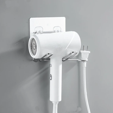 Kệ treo máy sấy tóc Inox 304 – Móc phích cắm, dán tường tiện lợi, chỉ 35.000₫