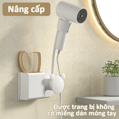 Kệ Treo Máy Sấy Tóc Phòng Tắm Chống Thấm ABS Bền Dán Tường Chắc Giữ Gọn An Toàn