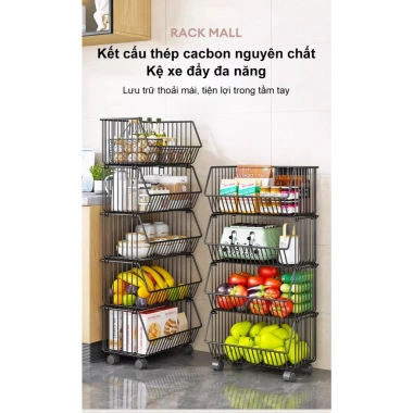 Kệ xe đẩy lưới sắt đa năng cho bếp - Bảo quản rau củ, có bánh xe, giá 204.000 VND 3