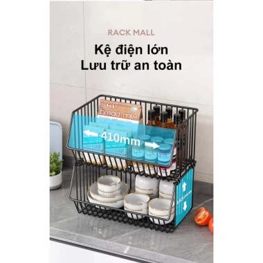 Kệ xe đẩy lưới sắt đa năng cho bếp - Bảo quản rau củ, có bánh xe, giá 204.000 VND 5