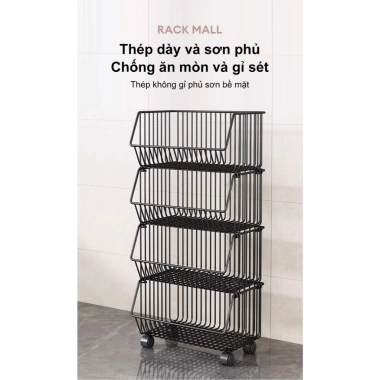 Kệ xe đẩy lưới sắt đa năng cho bếp - Bảo quản rau củ, có bánh xe, giá 204.000 VND 7
