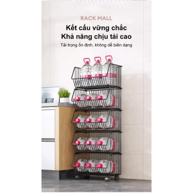 Kệ xe đẩy lưới sắt đa năng cho bếp - Bảo quản rau củ, có bánh xe, giá 204.000 VND 8