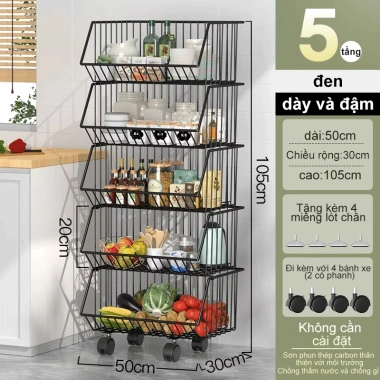 Kệ xe đẩy lưới sắt đa năng cho bếp - Bảo quản rau củ, có bánh xe, giá 204.000 VND 10