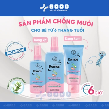 Kem Chống Muỗi Remos 70g & Xịt Đuổi Muỗi 70/150ml Bé & Người Lớn - Giá 59.000đ