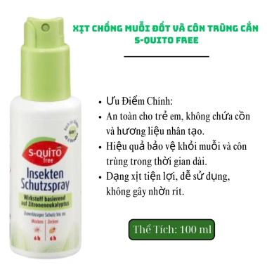 Kem chống muỗi Squito Free Đức - Hiệu quả 24h, giá 150.000 VND (giảm từ 184.500)