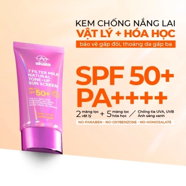 Kem Chống Nắng akala Hàn Quốc SPF50+ PA++++ 7 Màng Lọc Lai Hóa Học Ngừa Lão Hóa 50ml - Giá ưu đãi 329.640₫