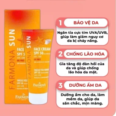 Kem Chống Nắng FARMONA Sun Face Cream Oil Free SPF50 Dầu Mụn 50ml Bảo Vệ Da