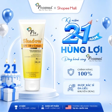 Kem Chống Nắng FIXDERMA Shadow SPF 50+ PA+++ 75g - Giữ ẩm, Phù hợp mọi loại da, Giá ưu đãi 434.150 VND