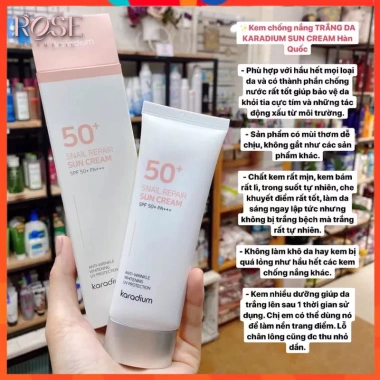 Kem Chống Nắng Karadium Sun Snail Repair SPF50+ PA+++ Nâng Tông Siêu Xinh Bảo Vệ Da Cấp Ẩm - 175.000 VND 7