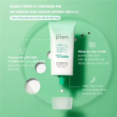 Kem Chống Nắng Make p:rem Vật Lý Kiềm Dầu Khô Ráo 50ml SPF, Giá ưu đãi 369.600 VND