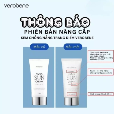 Kem chống nắng Verobene Aqua Sun Cream SPF50 PA++++ 70g - Dành cho mọi loại da, giá chỉ 360.000đ (Hokkaido Beauty)