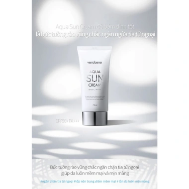 Kem chống nắng Verobene Aqua Sun Cream SPF50 PA++++ 70g - Dành cho mọi loại da, giá chỉ 360.000đ (Hokkaido Beauty)