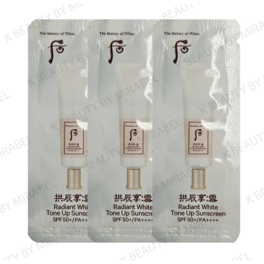 Kem chống nắng Whoo Gongjinhyang Seol Radiant White Tone Up SPF50+ PA++++ 1ml mẫu thử du lịch Hàn Quốc - Giá ưu đãi 168.611 VND