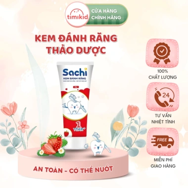 Kem đánh răng Sachi dạng tuýp 60g - làm sạch, ngừa sâu răng, khử mùi hôi miệng, an toàn cho bé, giảm giá 51.000₫