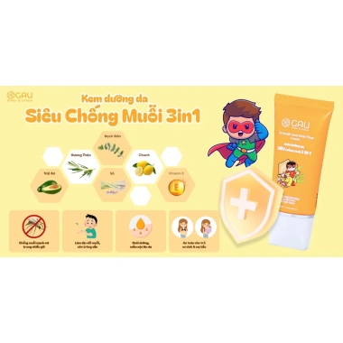 Kem Đuổi Muỗi Dưỡng Da GAU 3 trong 1 cho Bé, Ngừa Hăm Viêm, Dịu Da, Bảo Vệ 6h, Giá 150k 5
