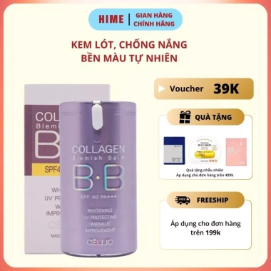 Kem nền BB Cream Collagen Cellio SPF40 PA++ Hàn Quốc - Da trắng sáng, chống nắng 40g, Giá chỉ 269.000₫