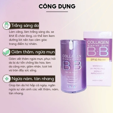 Kem nền BB Cream Collagen Cellio SPF40 PA++ Hàn Quốc - Da trắng sáng, chống nắng 40g, Giá chỉ 269.000₫