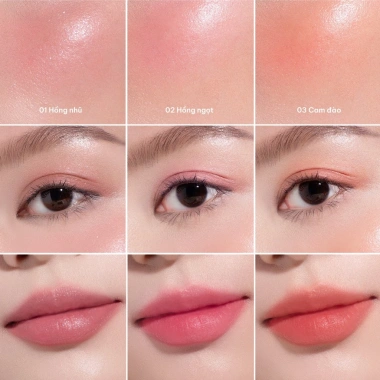 Kem Trang Điểm Đa Năng 5 trong 1: Phấn Mắt, Son Môi, Kem Má Thủy Tinh, Cỏ Mềm - Giá chỉ 170.000₫