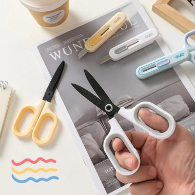 Kéo 2 trong 1 đa năng kèm dao rọc giấy an toàn - Cắt giấy văn phòng, mở thùng, dụng cụ gia đình, giảm giá chỉ 69.000₫