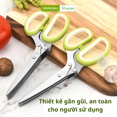 Kéo Cắt Hành 5 Lưỡi Inox Handu Home - Đa Năng Cắt Rau, Ớt, Thực Phẩm, Giá 43k 2