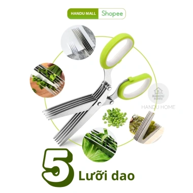 Kéo Cắt Hành 5 Lưỡi Inox Handu Home - Đa Năng Cắt Rau, Ớt, Thực Phẩm, Giá 43k 3