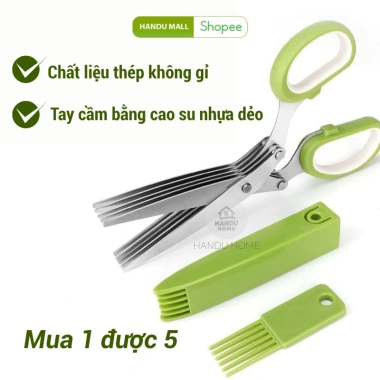 Kéo Cắt Hành 5 Lưỡi Inox Handu Home - Đa Năng Cắt Rau, Ớt, Thực Phẩm, Giá 43k 5