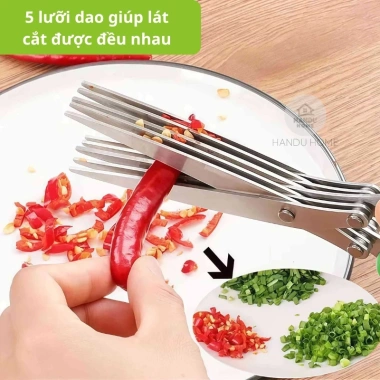 Kéo Cắt Hành 5 Lưỡi Inox Handu Home - Đa Năng Cắt Rau, Ớt, Thực Phẩm, Giá 43k 7