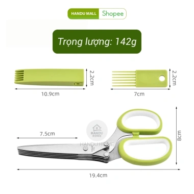 Kéo Cắt Hành 5 Lưỡi Inox Handu Home - Đa Năng Cắt Rau, Ớt, Thực Phẩm, Giá 43k 9