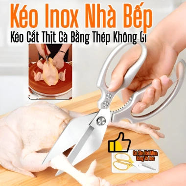 Kéo inox đa năng nhà bếp, cắt thực phẩm và thịt gà, thép không gỉ, giá 172k