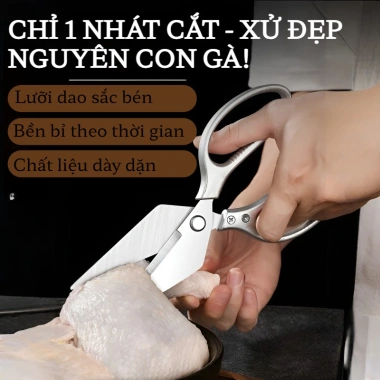 Kéo inox đa năng nhà bếp, cắt thực phẩm và thịt gà, thép không gỉ, giá 172k