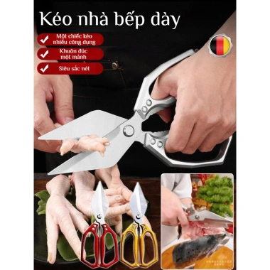 Kéo Nhà Bếp Đầu To Chống Trượt - Lưỡi Dày Đa Năng Cắt Thịt Rau, Thiết Kế Bền Bỉ, Giá Ưu Đãi 178.500₫