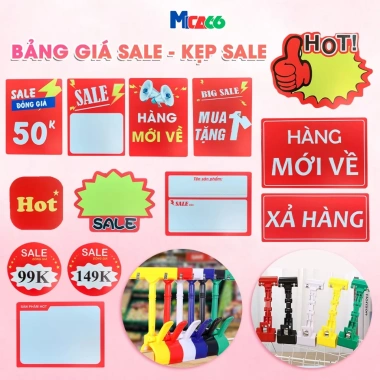 Kẹp bảng giá Mica66 - Bảng sale giảm giá đa dạng mẫu mã, kích thước, chất liệu dày dặn chống nước, giá 10.000₫