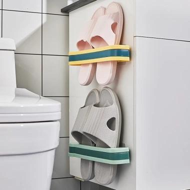 Kẹp dép dán tường nhựa ABS gấp gọn, tiện dụng, cài giày thông minh, móc treo nhà tắm