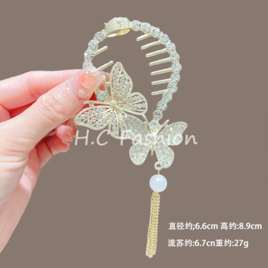 Kẹp tóc búi dự tiệc vòng trái tim đính hạt mới cổ điển hoa linh lan tua rua 9 Kẹp tóc búi dự tiệc vòng trái tim đính hạt mới cổ điển hoa linh lan tua rua 9