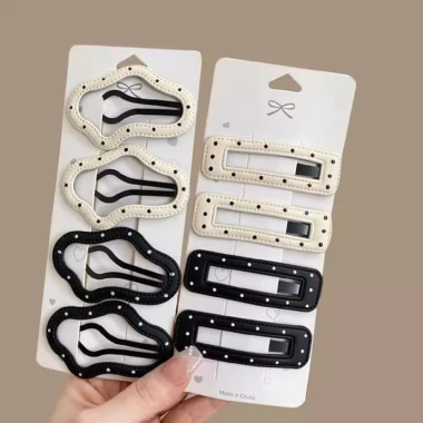 Kẹp tóc da chấm bi phong cách Hàn Quốc mới - Bám chắc, nhẹ, giảm giá 8.060đ