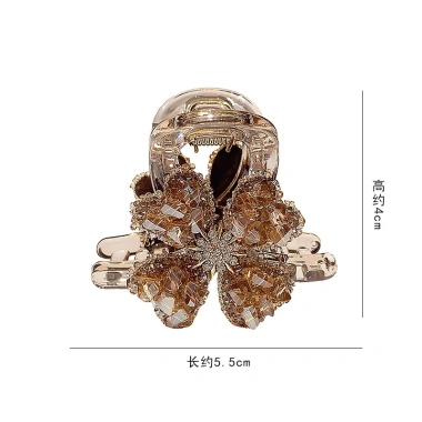 Kẹp tóc đá hình hoa màu champagne 5.5cm - Sang trọng, giá ưu đãi 100.860 VND