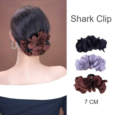 Kẹp tóc hoa đơn giản thời trang Hàn Quốc, nhiều lớp vải, phụ kiện tóc nữ - giá 38.686 VND
