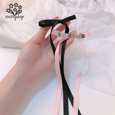 Kẹp tóc nơ ruy băng đuôi dài, nhiều màu ngọt ngào, dễ thương – Giá ưu đãi 4.460 VND 7