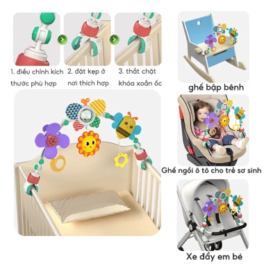 Kẹp Xe Đẩy & Chuông Giường Di Động Điều Chỉnh Kích Cỡ - Đồ Chơi Giáo Dục Sớm Sang Trọng