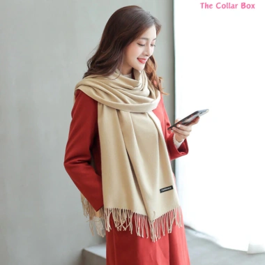 Khăn choàng cổ cashmere trơn dày 60x200cm đa màu, che nắng du lịch - 450k