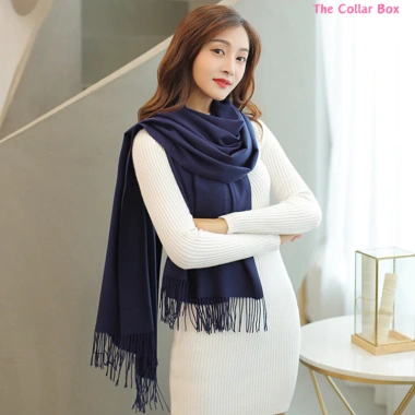 Khăn choàng cổ cashmere trơn dày 60x200cm đa màu, che nắng du lịch - 450k