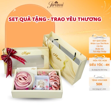 Khăn Choàng Lụa JIRAMI Sang Trọng - Set Quà Tặng Lễ 20/10, 20/11, 8/3, Tốt Nghiệp, Giá 191k